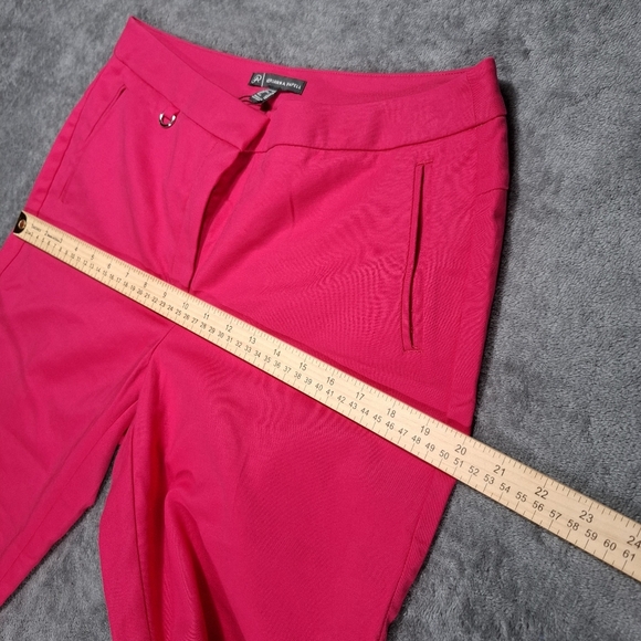 Adrianna Papell Pants Woman 10 Hot Pink Midrise Cropped Straight Stretchy Preppy - Picture 8 of 11